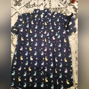FF - Kids Blue Casual Button Down Shirt with Bunny Print